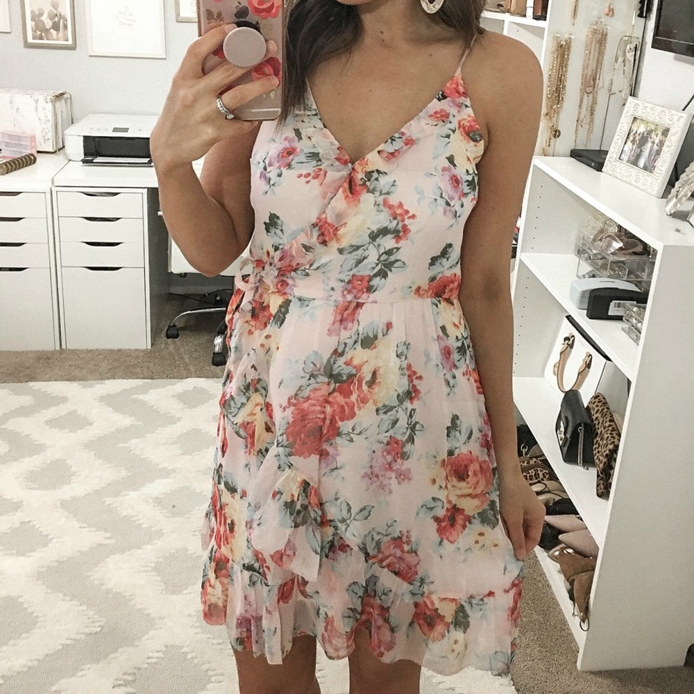 Abercrombie floral wrap dress with frill detail